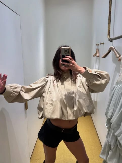 Customer photo review of Karina Cropped Pleated Jacket