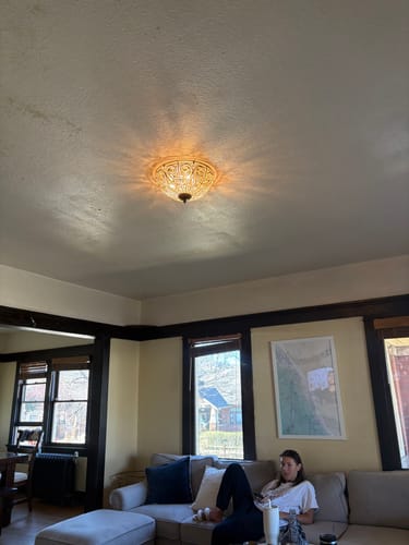 Customer photo review of Vintage Bronze Crystal Bowl Flush Mount Ceiling Light