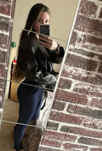Customer photo review of Veronica Faux Leather Jacket