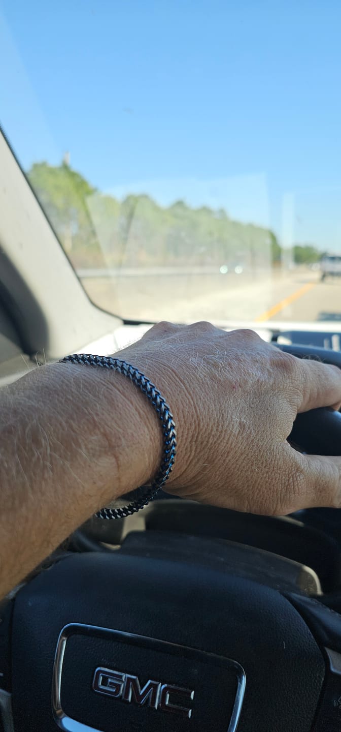 Customer photo review of Electric Blue Franco Link Bracelet
