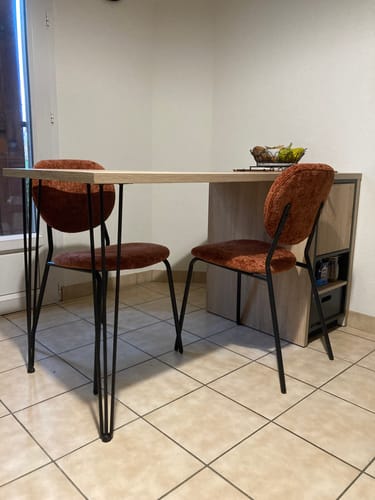 Customer photo review of SUZUKA - Lot de 2 chaises scandinaves en métal et tissu terracotta