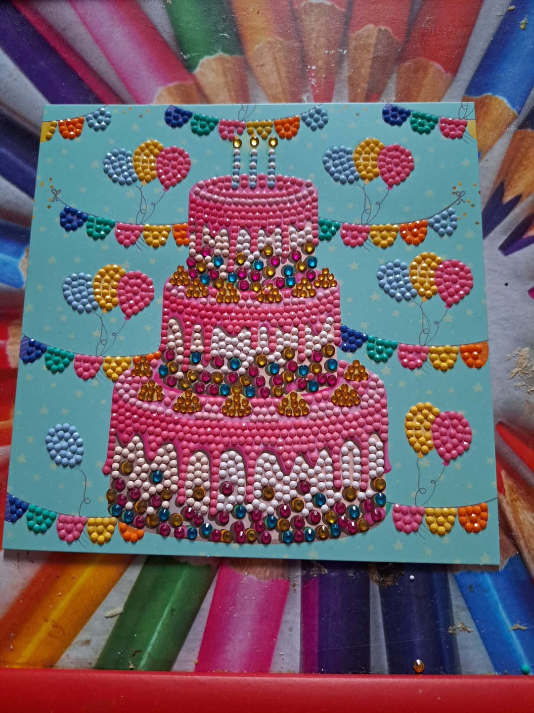 Customer photo review of "Happy Birthday" Crystal Art Card 18x18cm