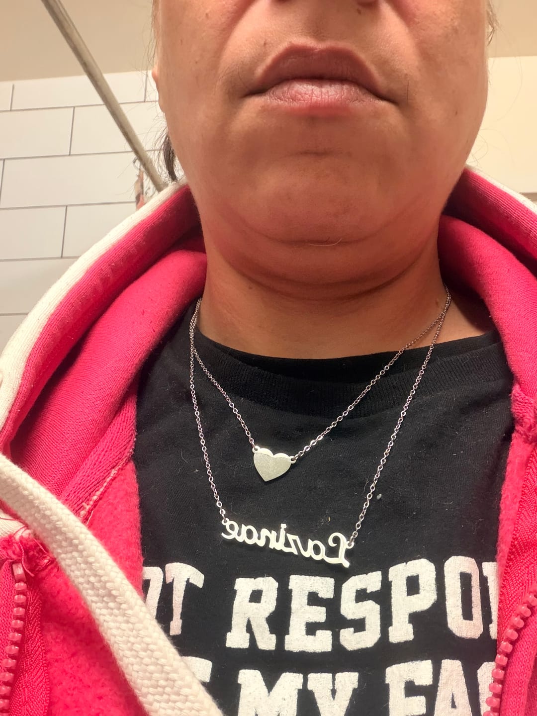 Customer photo review of Heart Layer Name Necklace