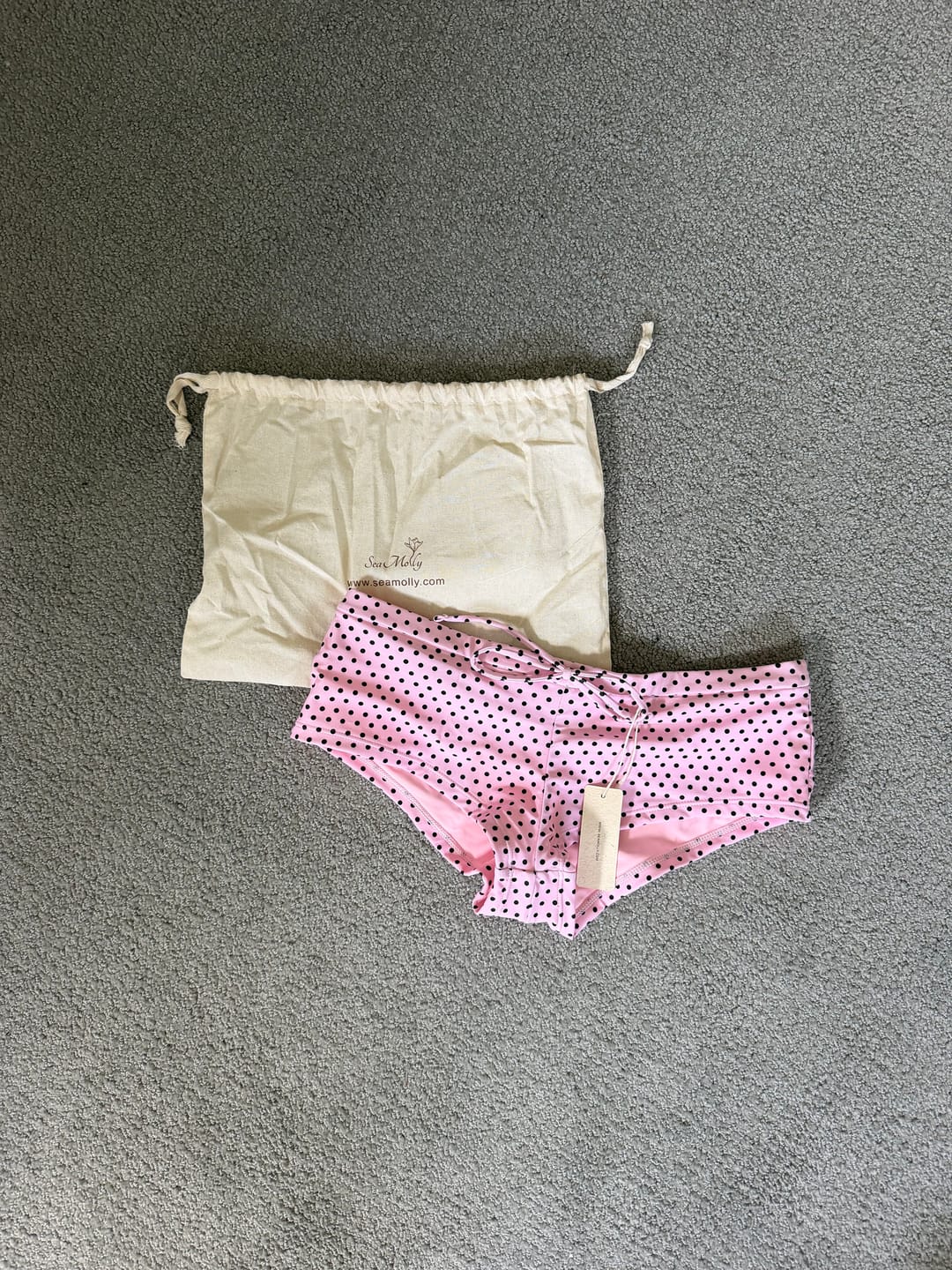 Customer photo review of Seamolly Polka Dots Bowknot Low Rise Bikini Bottom Cheeky Swim Boyshorts