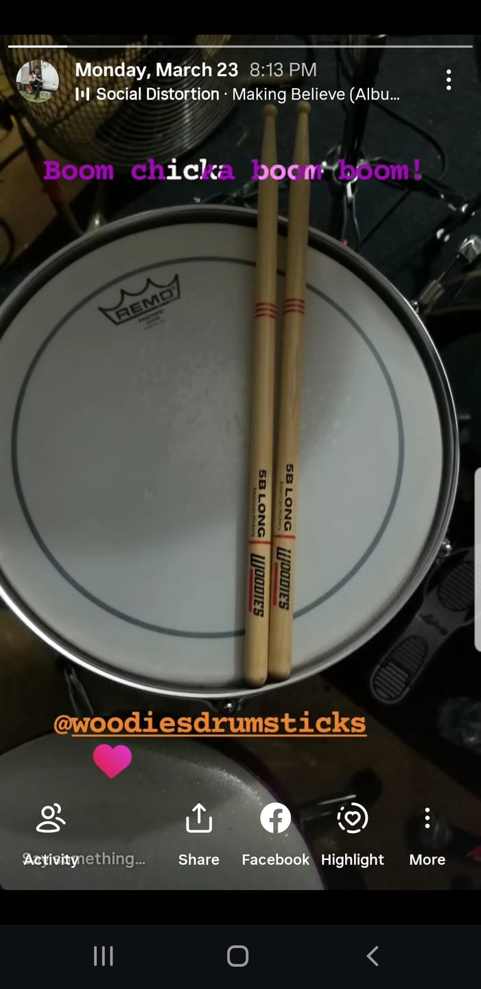 Customer photo review of American Hickory 5B Long Drumsticks