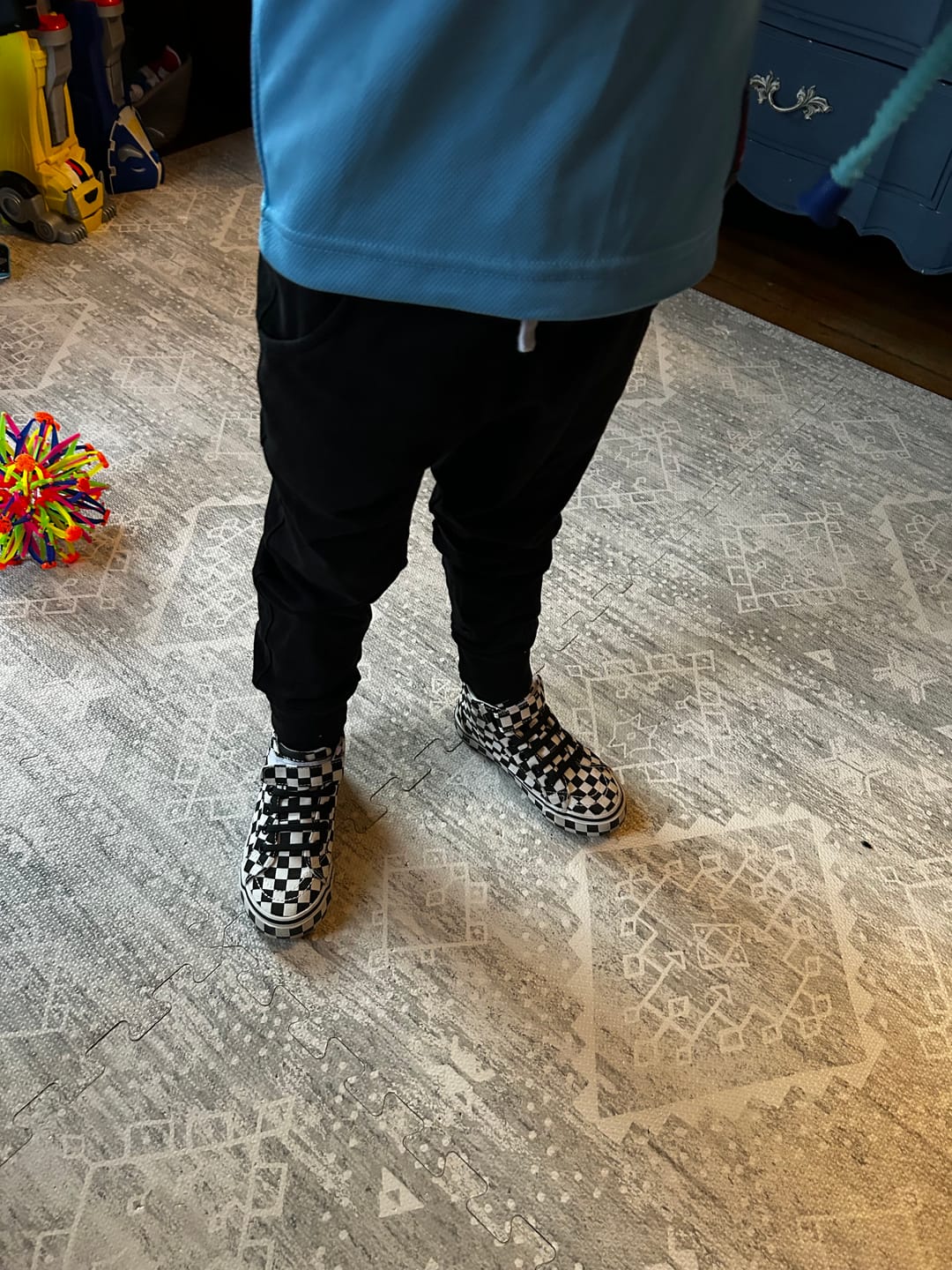 Customer photo review of SK8TR Hi-Top in Taupe + Black Checkered