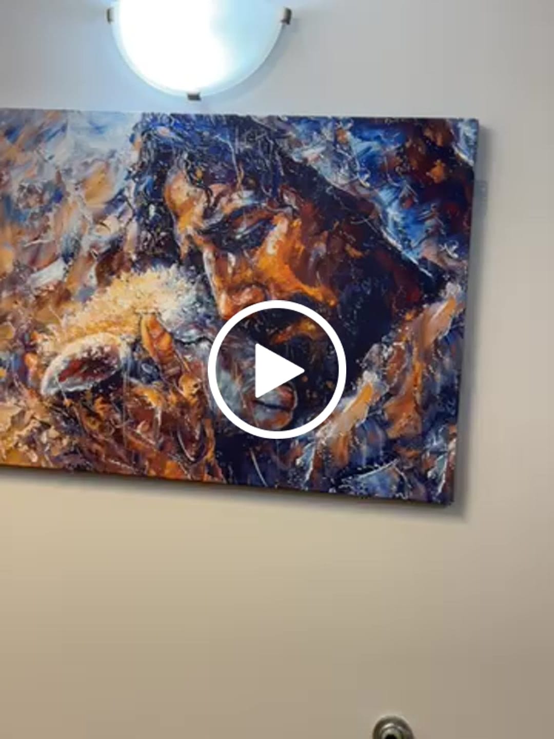 Customer video review of Abstract Painting of Jesus and Lost Lamb Wall Art Canvas