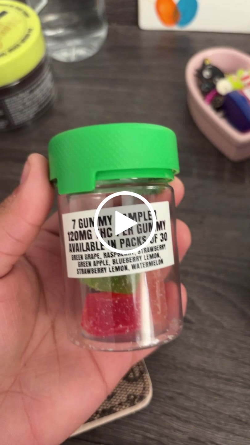 Customer video review of Alpha 7 Gummy Sampler Jar 840mg THC