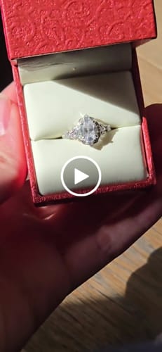 Customer video review of Halo Art Deco Oval CZ Ring in Sterling Silver