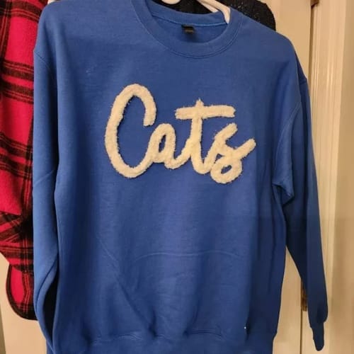 Customer photo review of Custom College Chenille Team Name Embroidered Sweatshirt