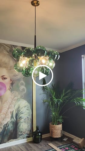 Customer video review of Modern Cluster Green Glass Globe Bubble Chandelier
