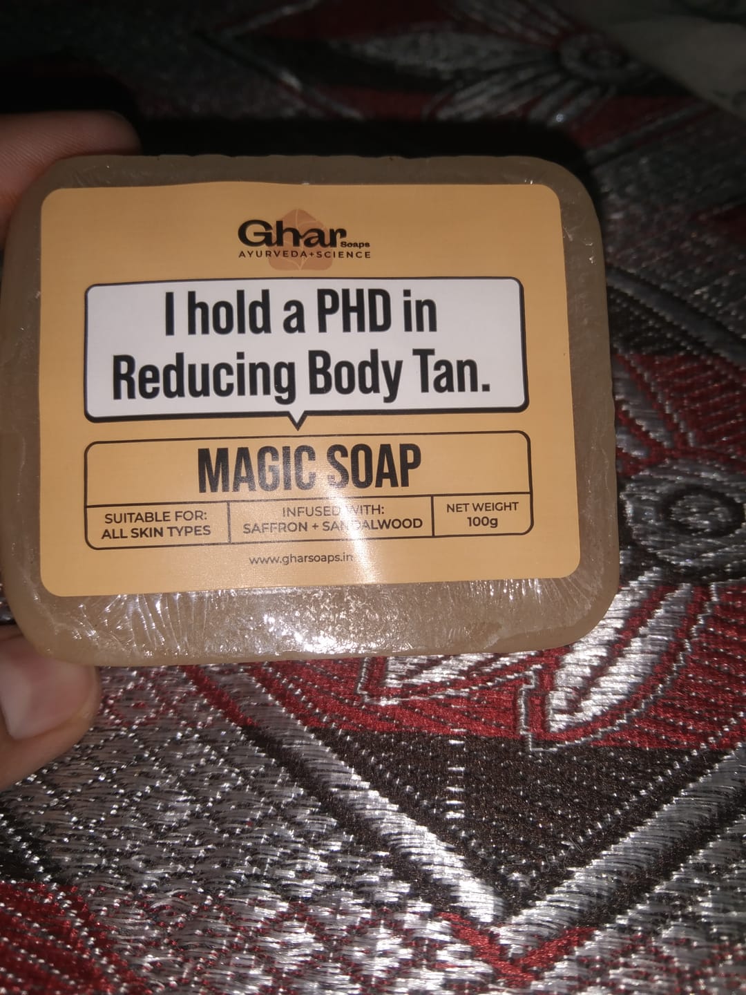 Customer photo review of Magic Soap (Sandal Wood and Saffron Soap)