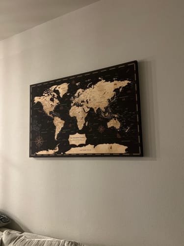 Customer photo review of Pinnable World Journey Map • Rustic Gold