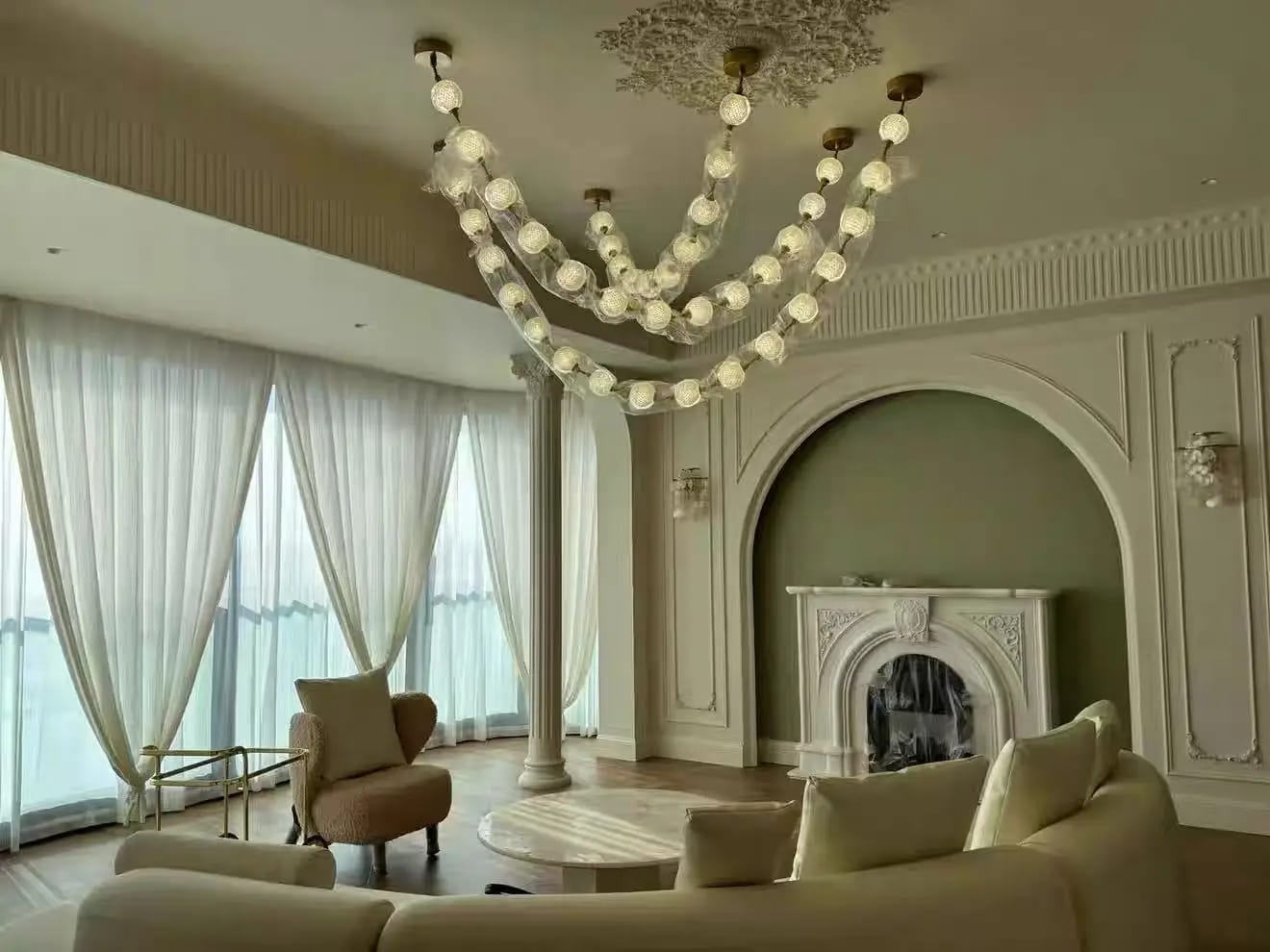 Customer photo review of Esle Modern Pearl Necklace Chandelier