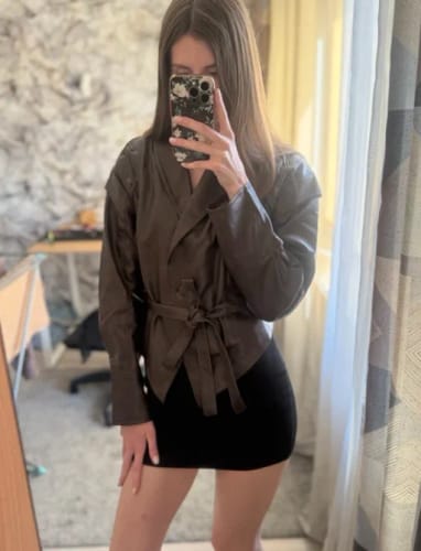 Customer photo review of Veronica Faux Leather Jacket