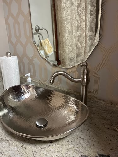 Customer photo review of Waterfall Single Hole Bathroom Faucet Brushed Nickel