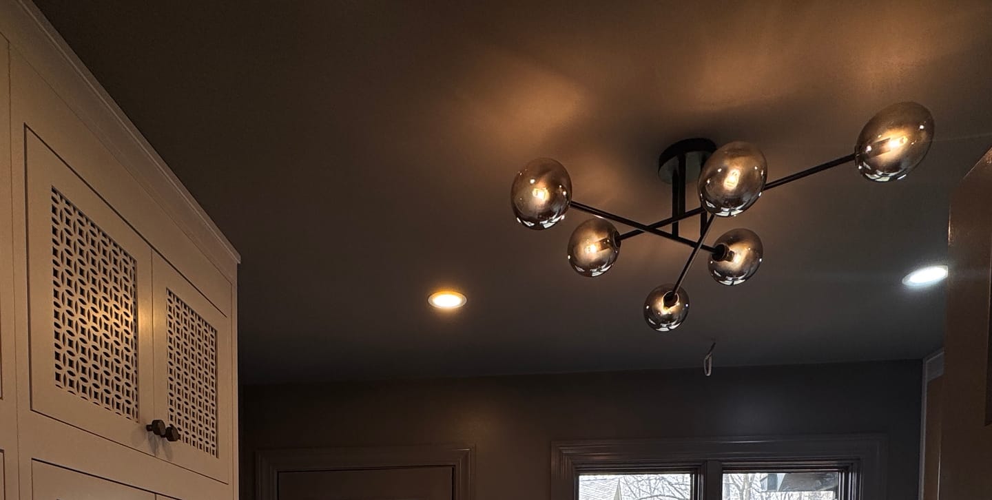 Customer photo review of 6-Light Smoked Glass Globe Linear Sputnik Semi Flush