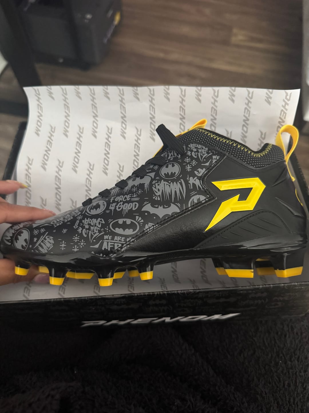 Customer photo review of Batman Football Cleats - Quantum Speed by Phenom Elite