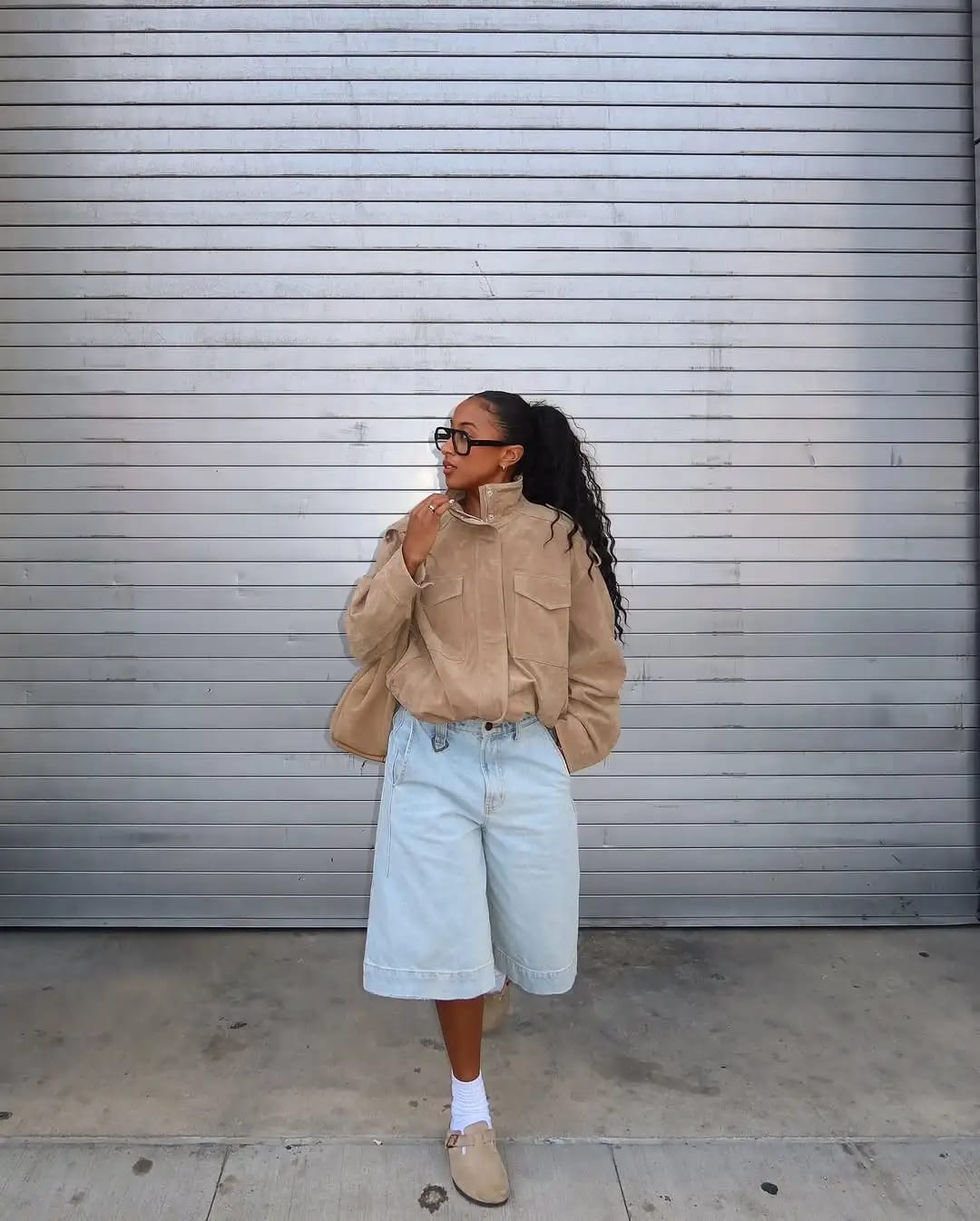 Customer photo review of Charice High-Neck Suede Jacket