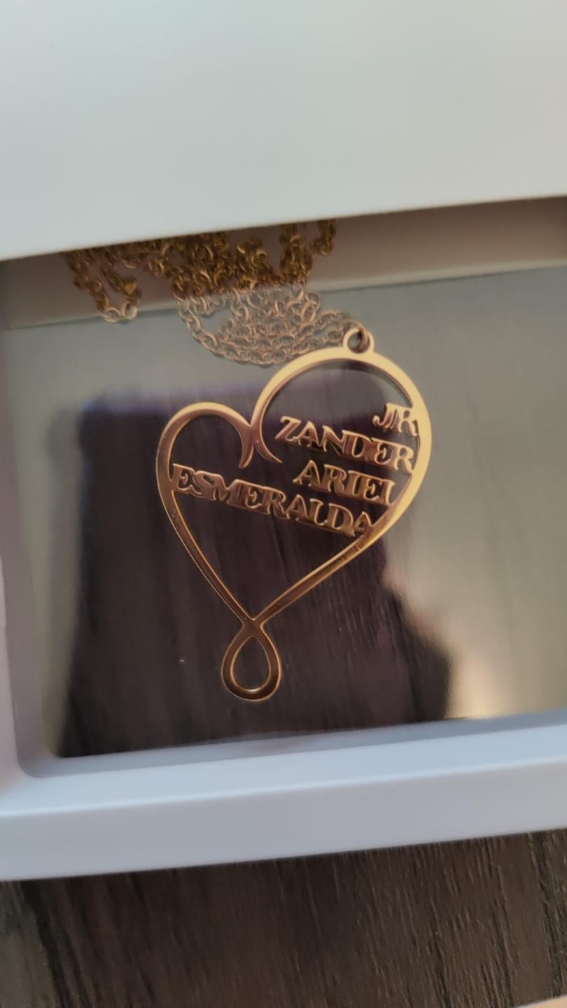 Customer photo review of Family Name Heart Necklace