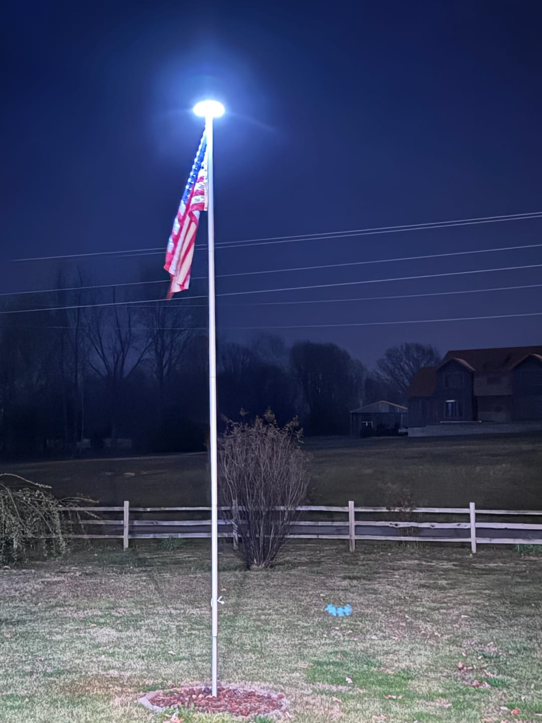 Customer photo review of Silver Solar Flagpole Top Light