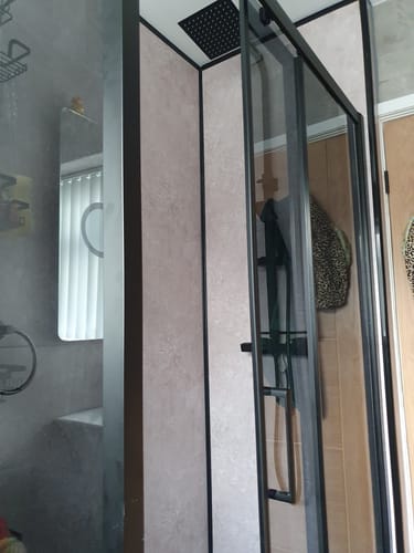Customer photo review of Premium Grey Concrete Matt Shower Wall Panel – 1M x 2.4M