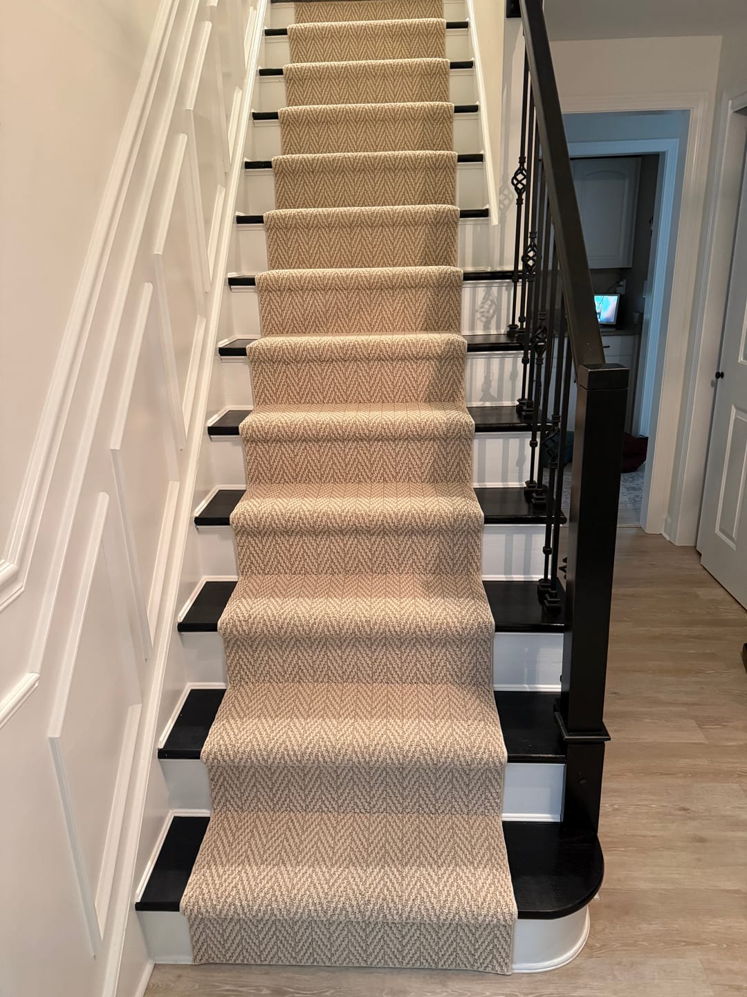 Customer photo review of Anderson Tuftex Boutique Herringbone Stair Runner