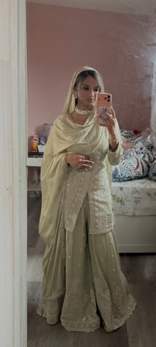 Customer photo review of Champagne Embroidered Palazzo Suit