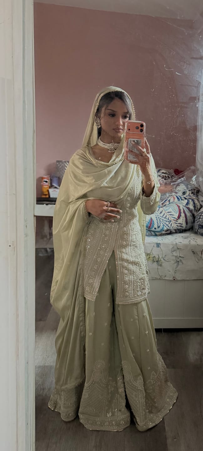 Customer photo review of Champagne Embroidered Palazzo Suit