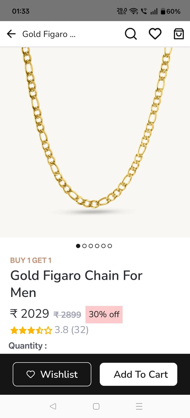 Customer photo review of Gold Figaro Chain for Men