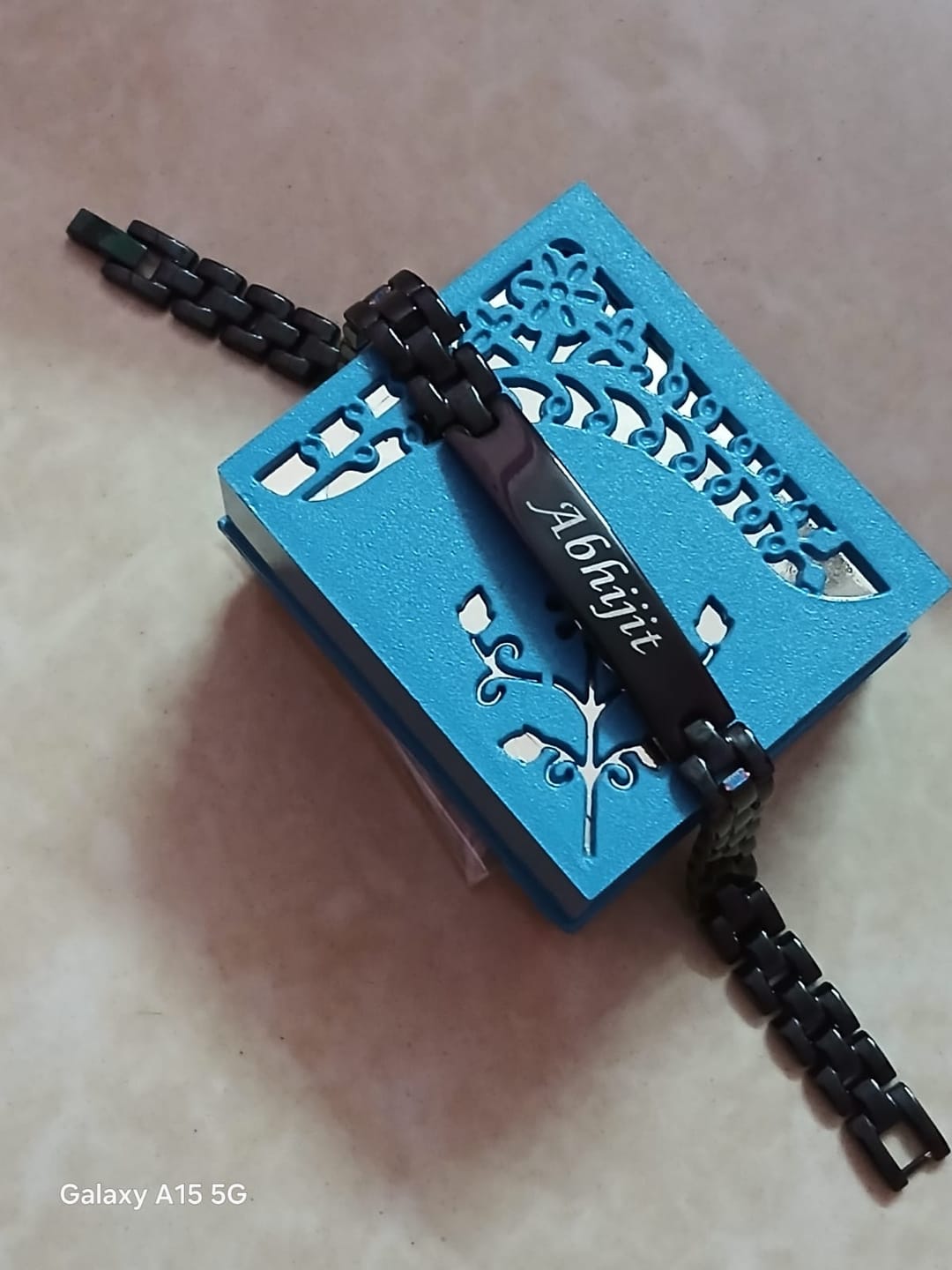 Customer photo review of Engravable Bracelets for Men & Women - Available in 4 Colors