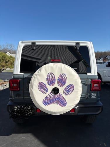 Customer photo review of Custom Spare Tire Cover for Jeep, RV, Bronco Camper, Trailer, & More