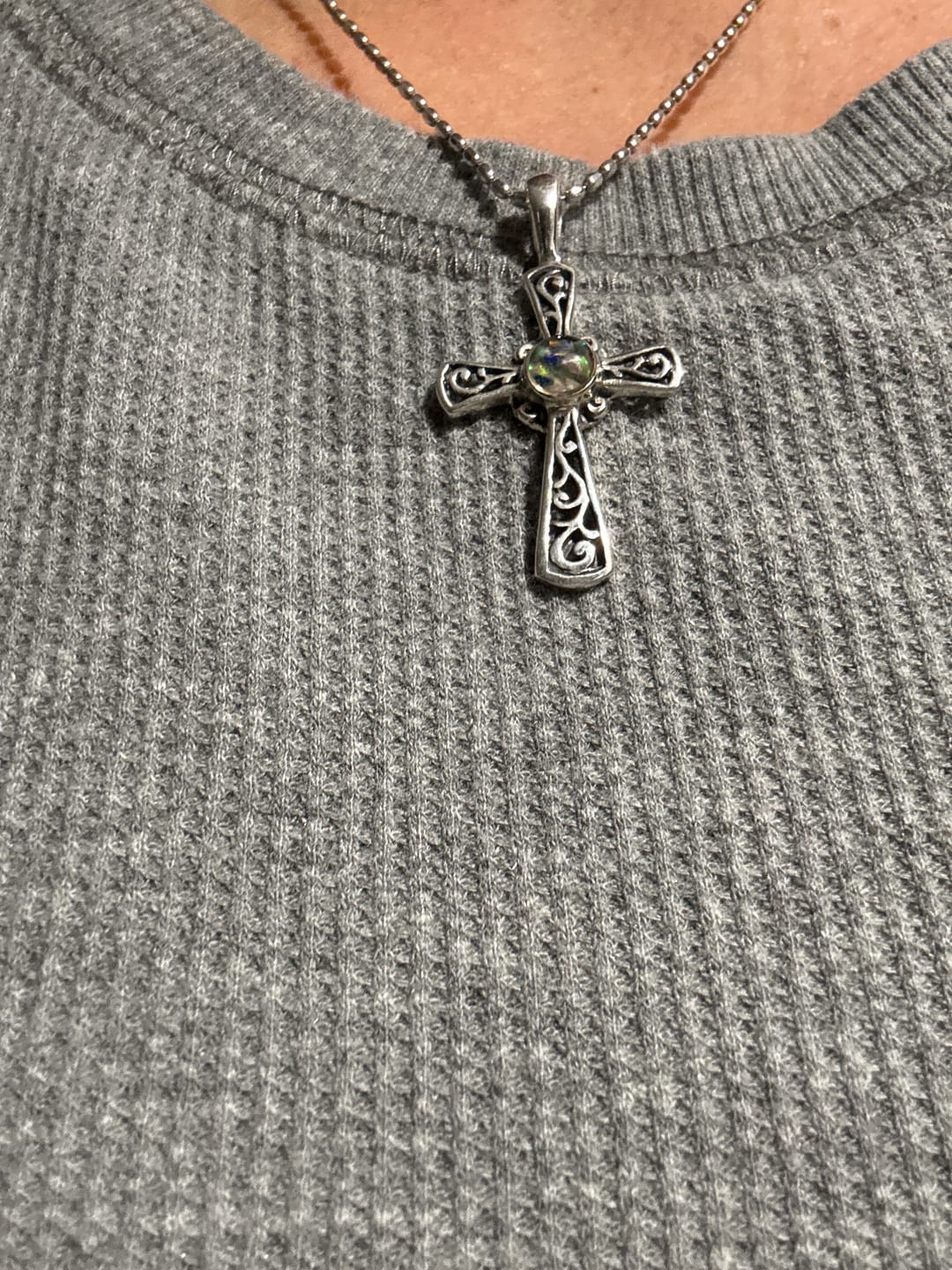 Customer photo review of Cross Pendant with Cremation Ash