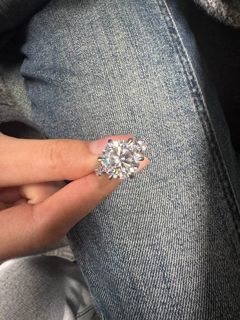 Customer photo review of S925 Moissanite 6.0Ct Round Cut Luxe Engagement Ring in Sterling Silver
