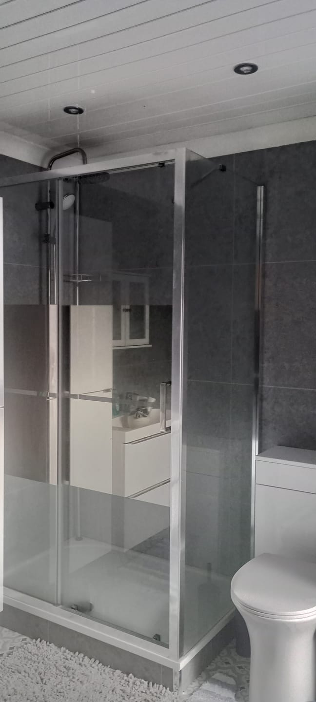 Customer photo review of 10mm Large Tile Light Concrete Matt Shower Panel 1M x 2.4M