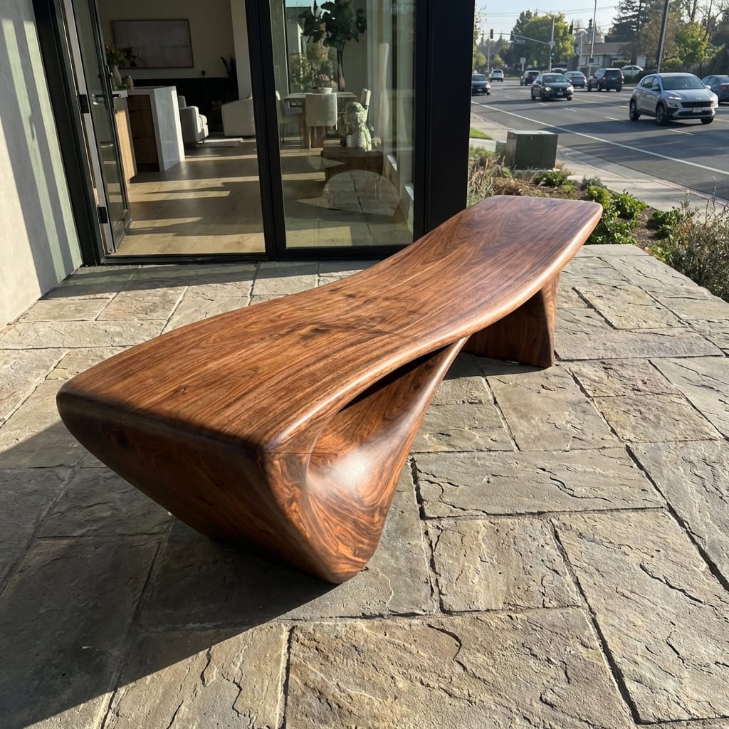 Customer photo review of Modern Sculptural Bench For Entryway Or Living Room