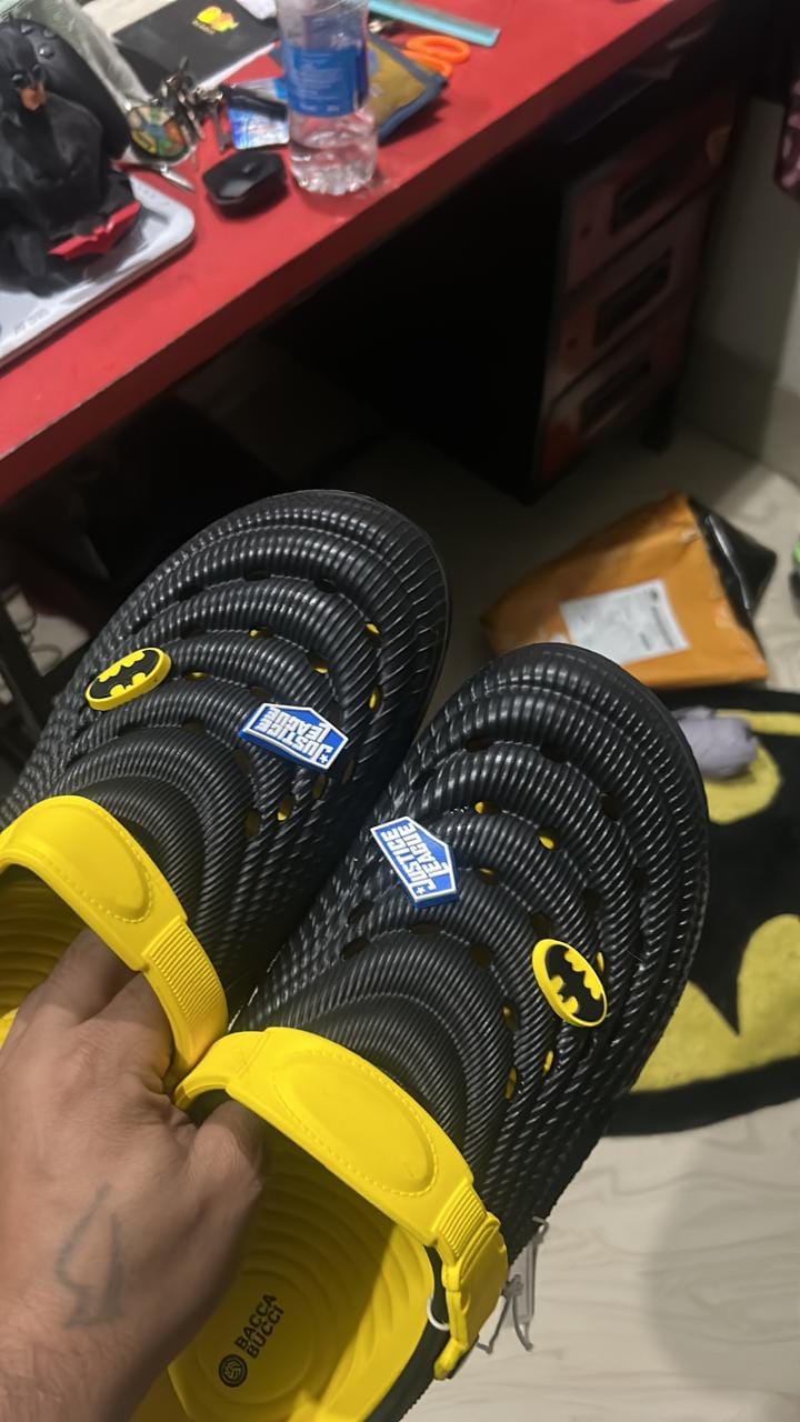 Customer photo review of Justice League PowerGrip Clogs