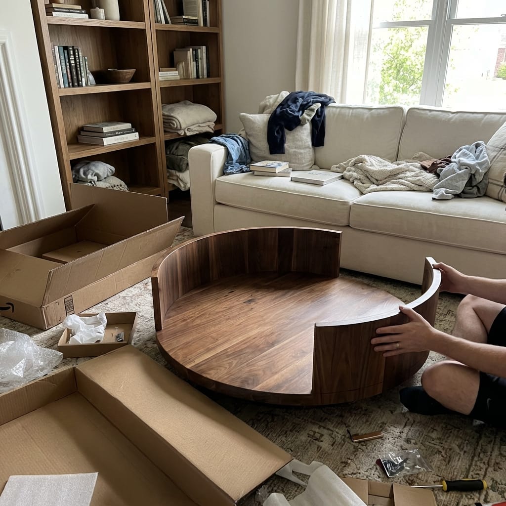 Customer photo review of Modern Round Coffee Table With Shelf For Living Room And Lounge