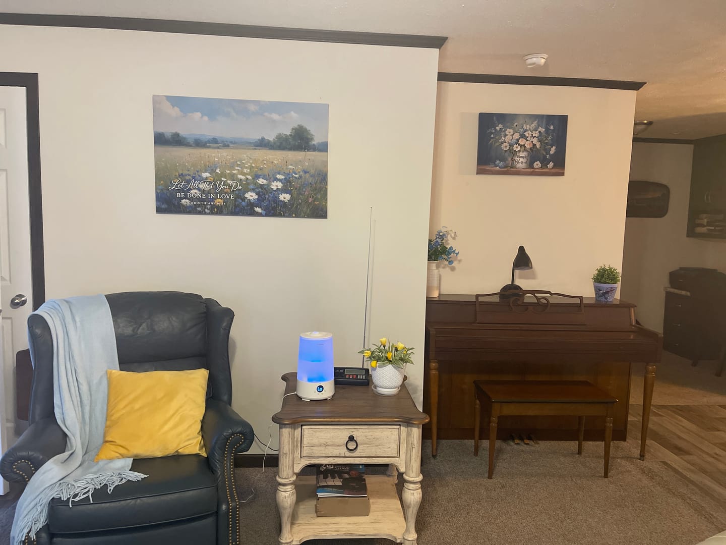 Customer photo review of Simply Blessed Wall Art Canvas, Flowers and Butterflies, Christian Wall Decor