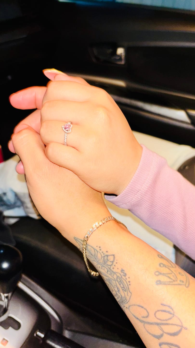 Customer photo review of ANILLO PROMESA CORAZON ELEVADO ROSA PLATA .925 + KIT DE REGALO