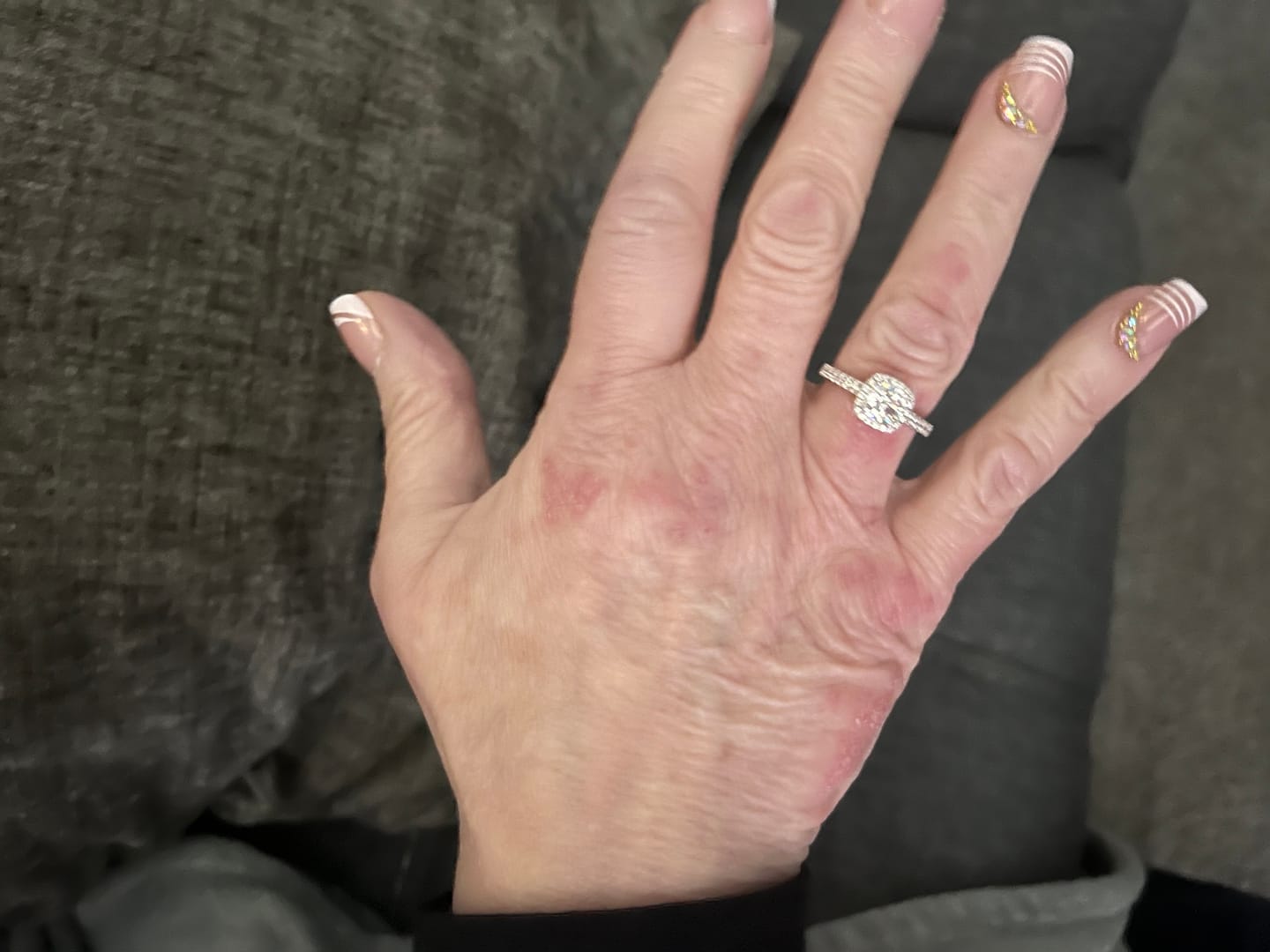 Customer photo review of Halo Cushion Moissanite Pave Engagement Ring