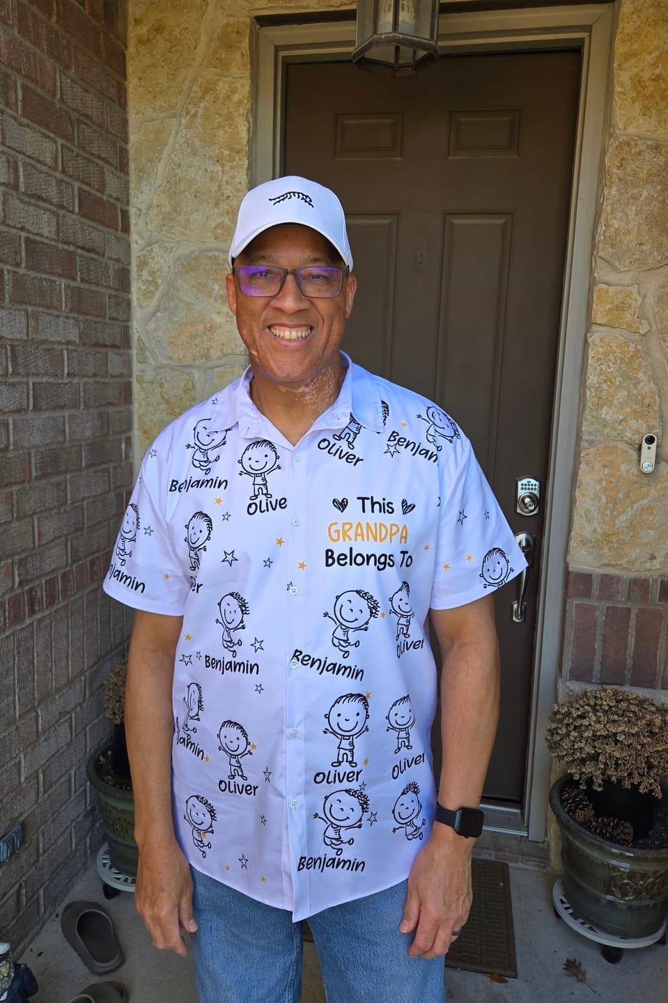 Customer photo review of Personalized Hawaiian Shirt- This Grandpa Belongs To Doodle