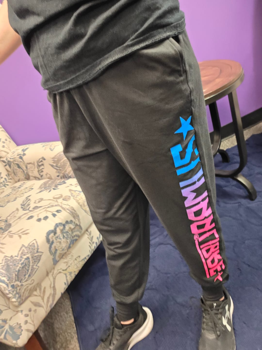 Customer photo review of Zumba Libre Knit Drop Crotch Joggers