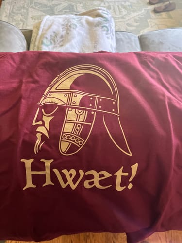 Customer photo review of Beowulf Hwaet Listen in Old English Unisex Lightweight T-Shirt