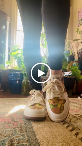 Customer video review of Van Gogh Sunflowers inspired sneakers