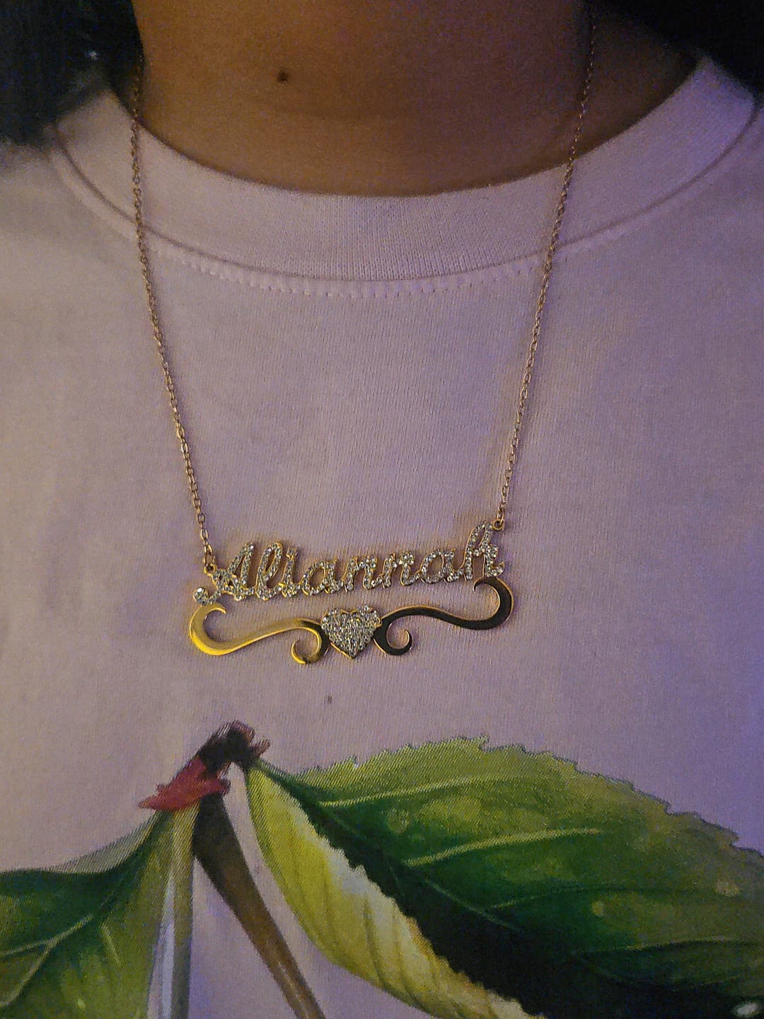 Customer photo review of Kids Iced Heart Name Necklace
