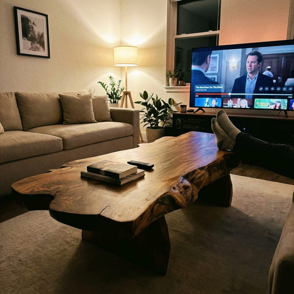 Customer photo review of Live Edge Coffee Table With Organic Slab For Living Room And Interior
