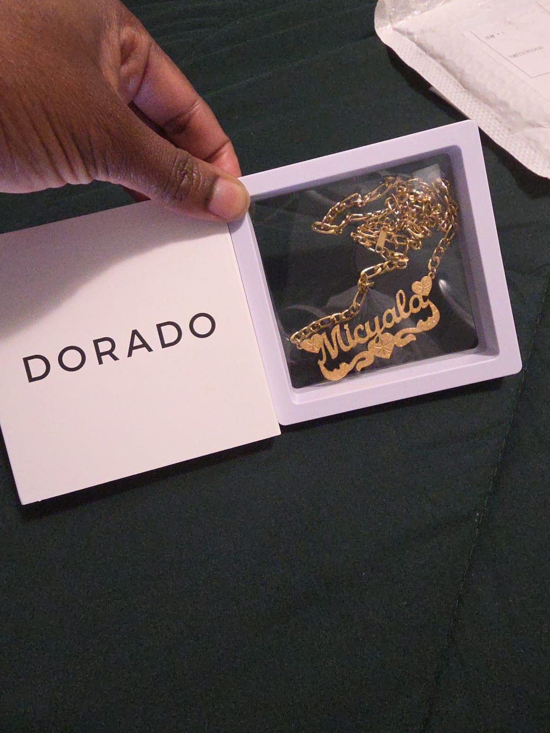 Customer photo review of Diamond Cut Lovely Heart Name Necklace