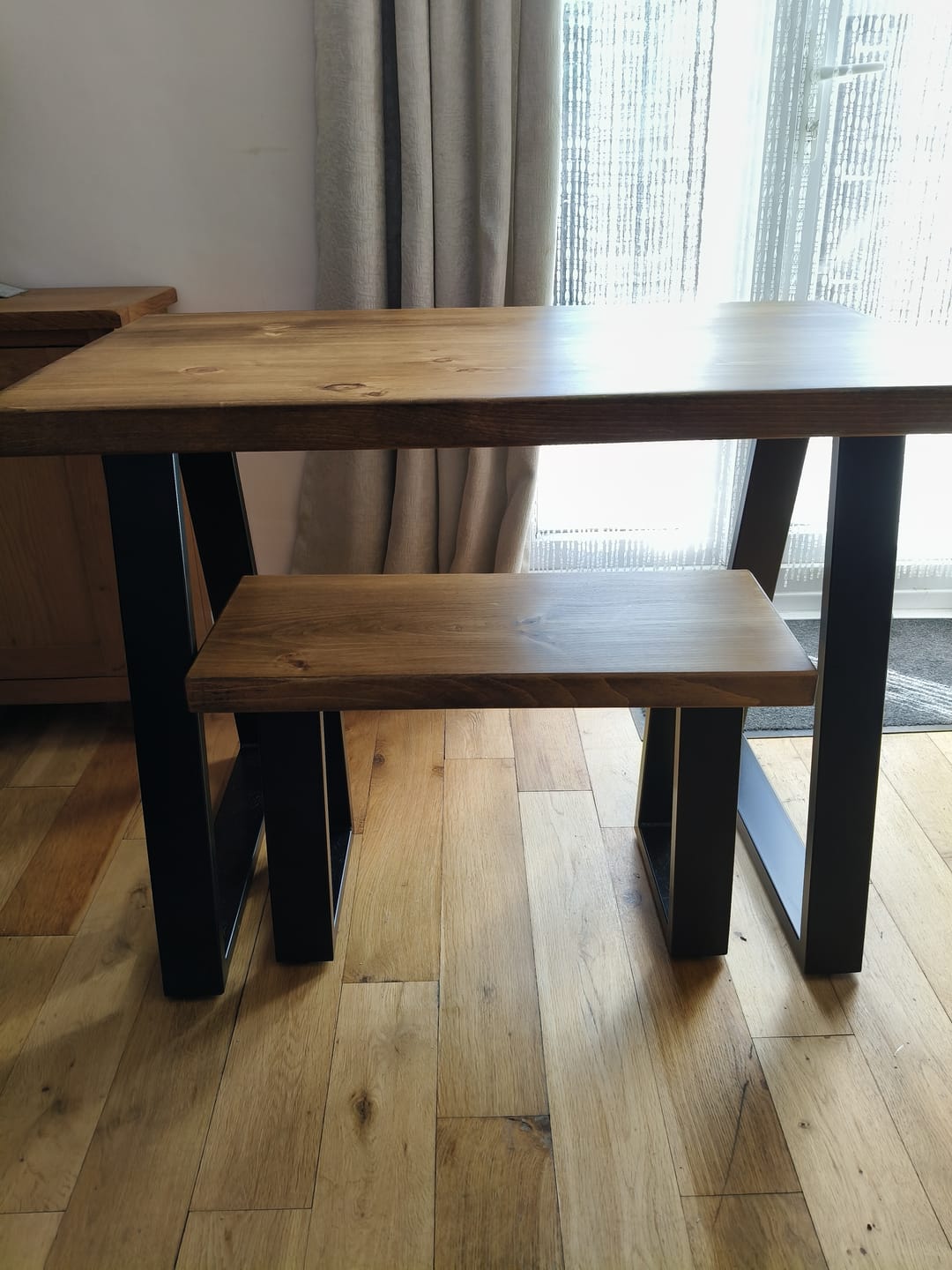 Customer photo review of Industrial Dining Table with Trapezium Leg