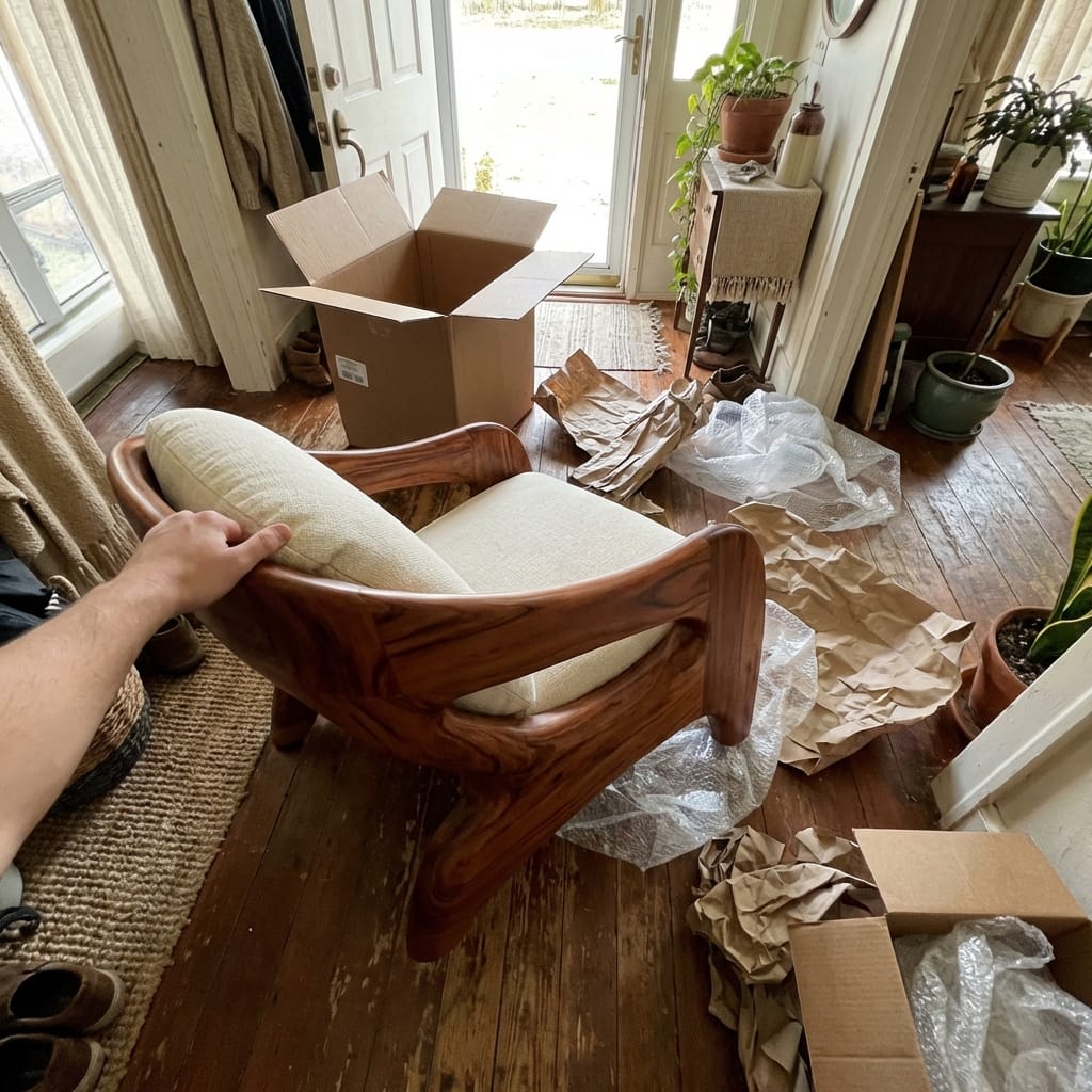 Customer photo review of Modern Sculptural Accent Chair For Reading Corner